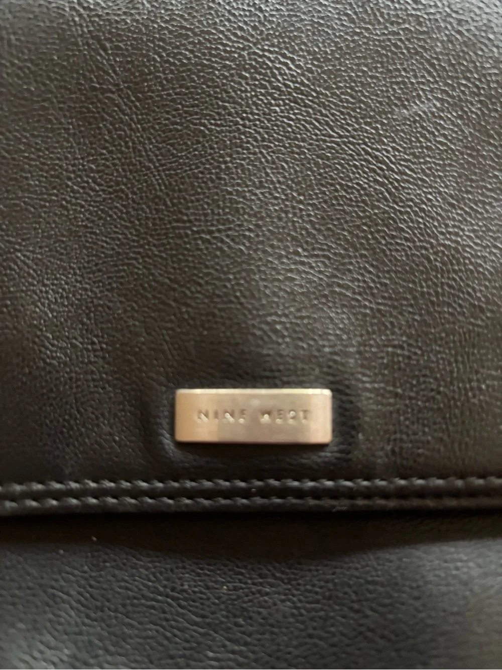 Nine West Black Leatherette Crossbody with Front Flap